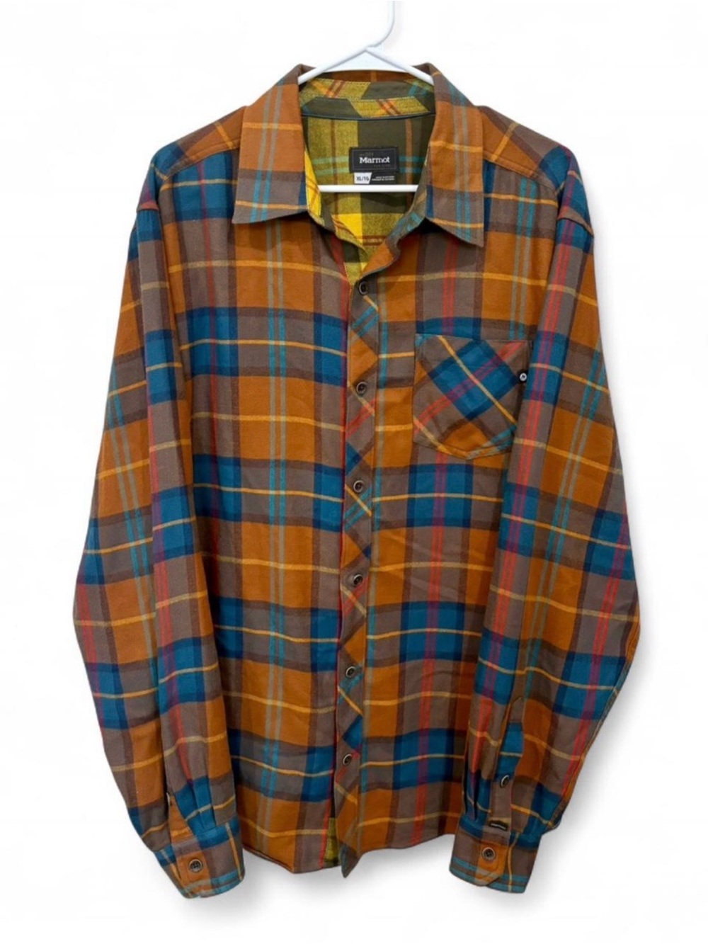 Men's Marmot Anderson CoolMax Twill Flannel Button Down Shirt XL Outdoor Comfort